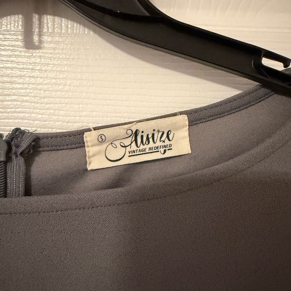 Alpine Slate Gray Ruched Midi Dress with Cascade Ruffle - Picture 4 of 4